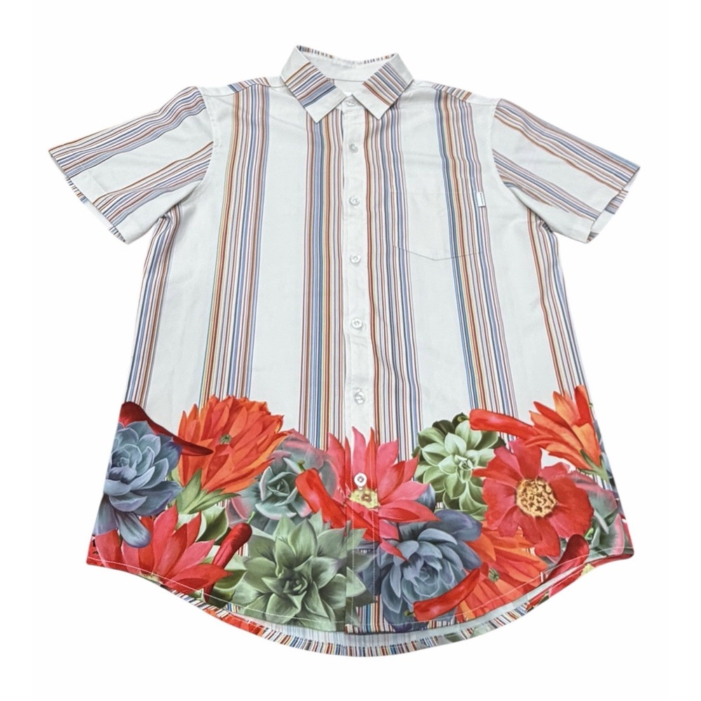 Mavrans Mens Picante Weekend‎ Button Down Tech Shirt Short Sleeve Medium Floral